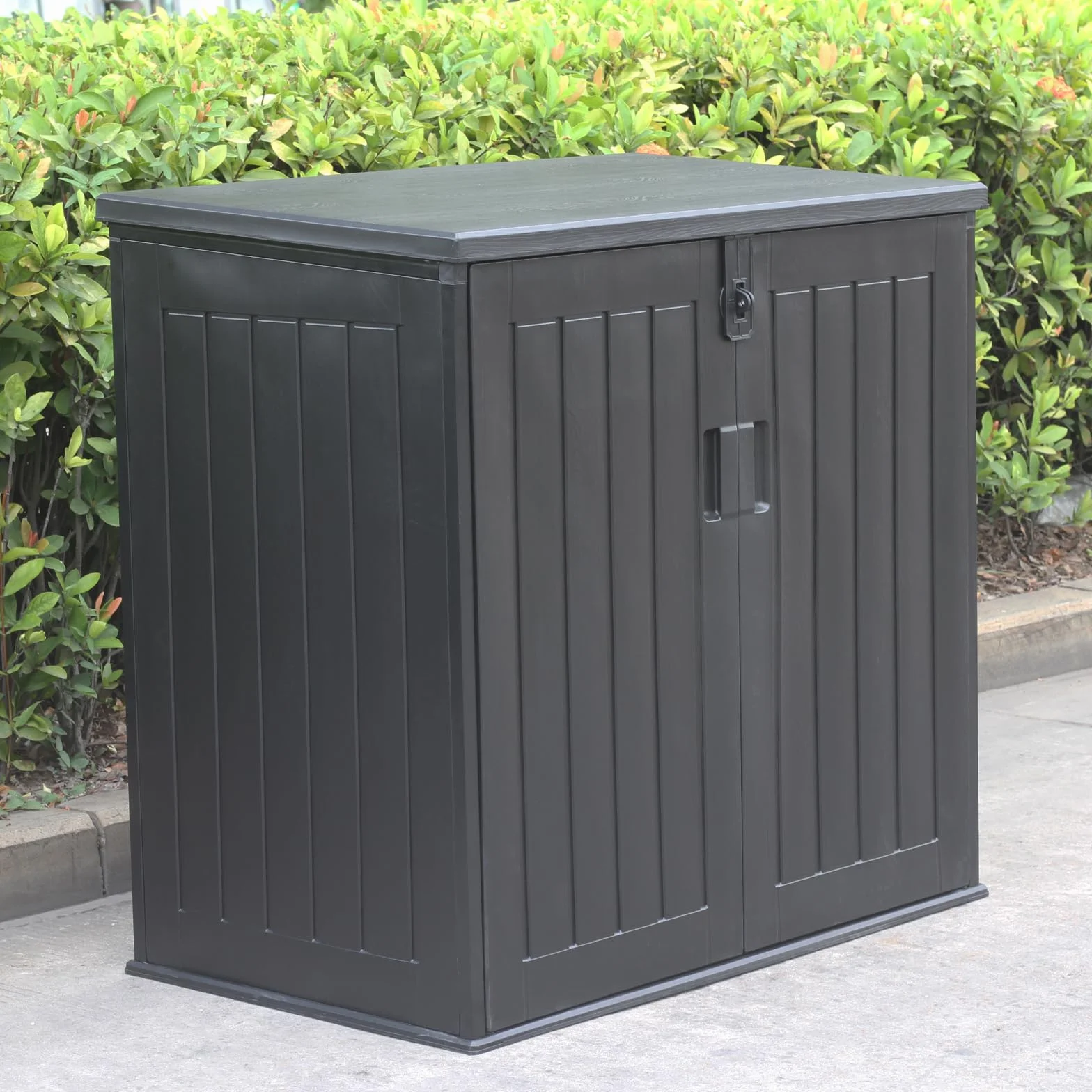 Gardiun Arcón Exterior para Jardín Soften 775 litros 116x71x109/112,5 cm Baúl de Resina con Amortiguador, Suelo y Puertas