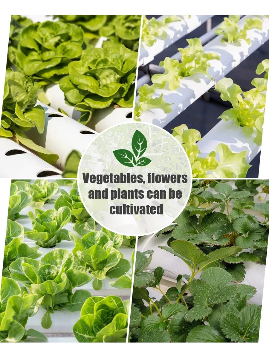Kalolary Kit de Cultivo Hidropónico, 4 Capas 108 Agujeros Sistema Hidropónico Kit de Cultivo Hidropónico de PVC con 12 Tubos Hidropónicos para Hortalizas en Casa Jardín y Oficina