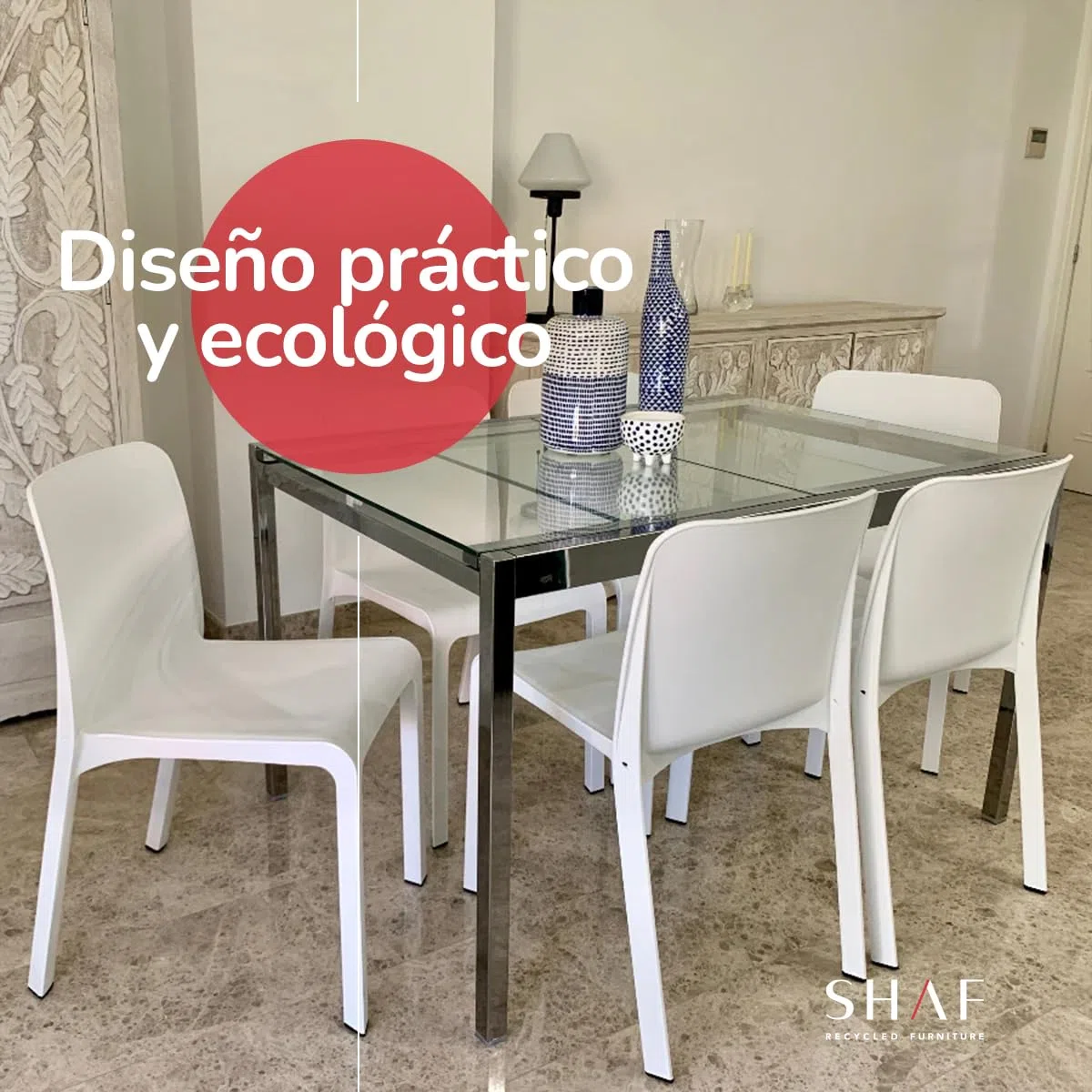 SP Berner - Pack de 6 Sillas Grana - Apilables, Ergonómicas y Resistentes - Uso Interior y Exterior - Fabricadas en España con Plástico Reciclado - Blanco