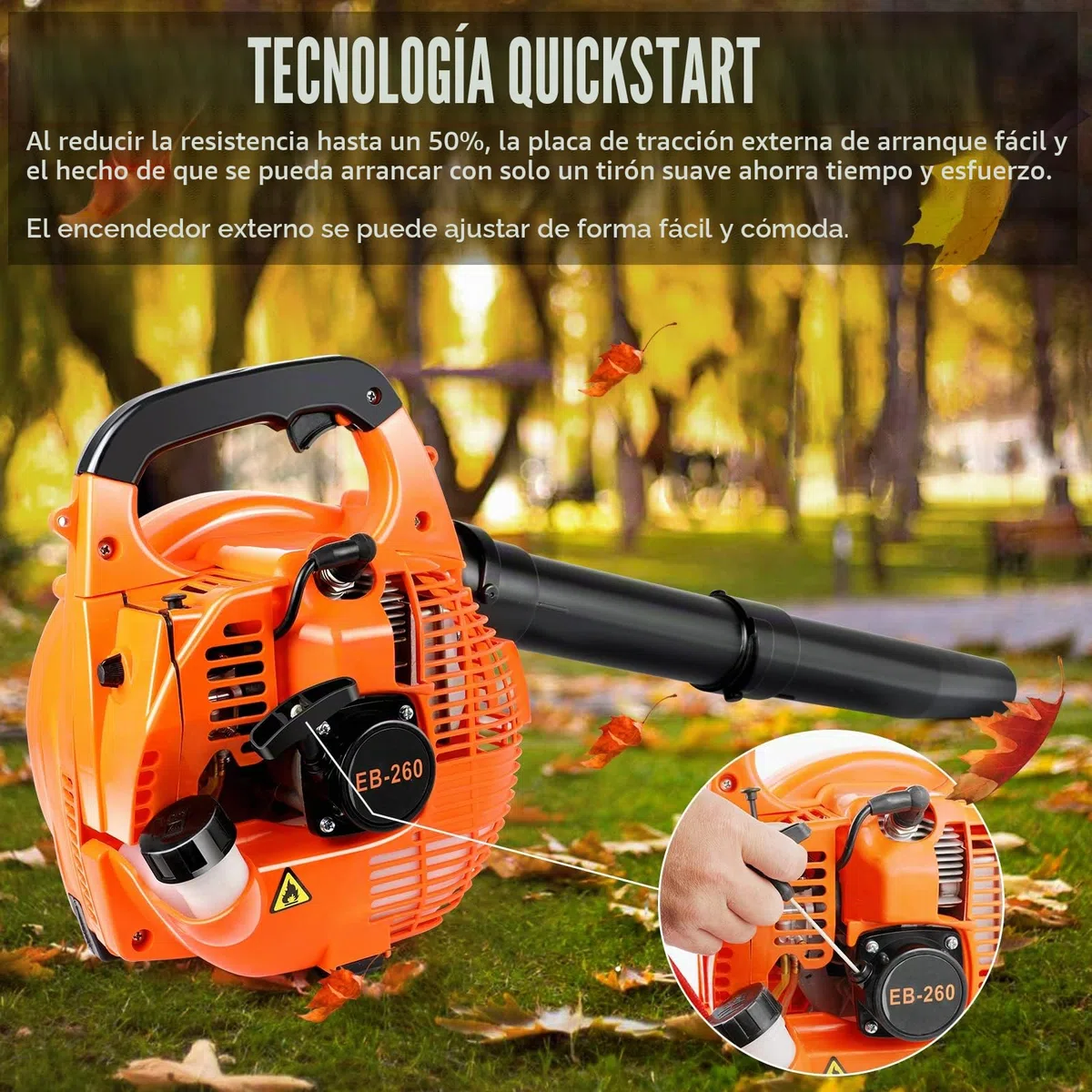 ASUNCELL Soplador de Hojas de Gasolina, hasta 270 km/h, portátil, Ligero, soplador de Hojas de Mano de 25.4cc, Secador de Pelo de jardín sin Cuerda, Soplador de Motor portátil para Caminos, Jardines