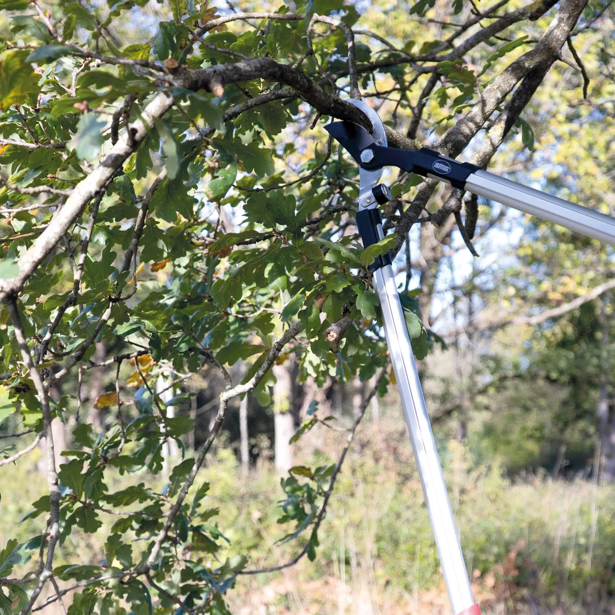 Amig - Tijera de Poda a Dos Manos - Mango de Aluminio y Hoja recubierta de Teflón - 80 cm - Corte Bypass - Capacidad de corte 38 mm - Para Ramas Verdes y Húmedas de Árboles y Arbustos