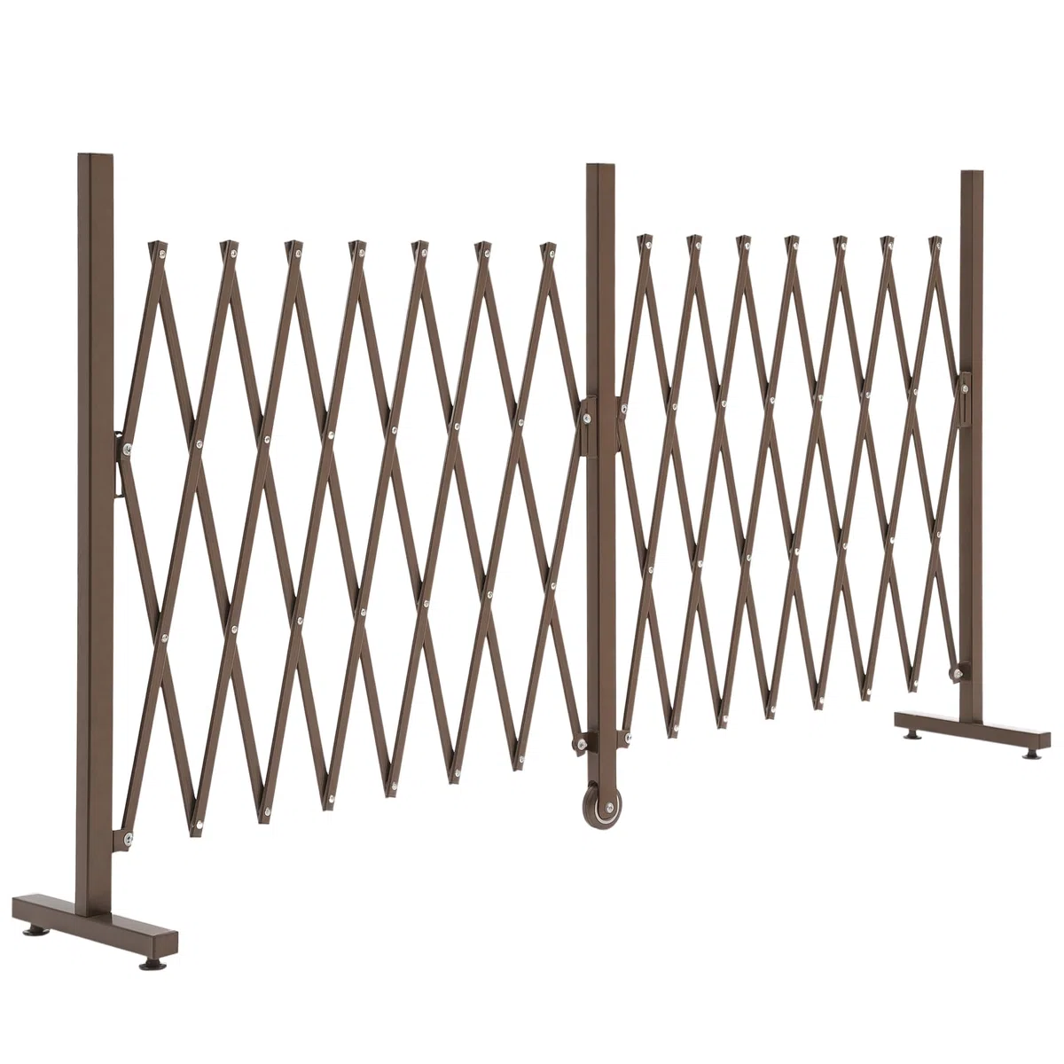 Outsunny Valla de Jardín Exterior de Aleación de Aluminio Valla Metálica Extensible con Rueda para Decoración Terraza Patio 405x31x103,5 cm Café Oscuro