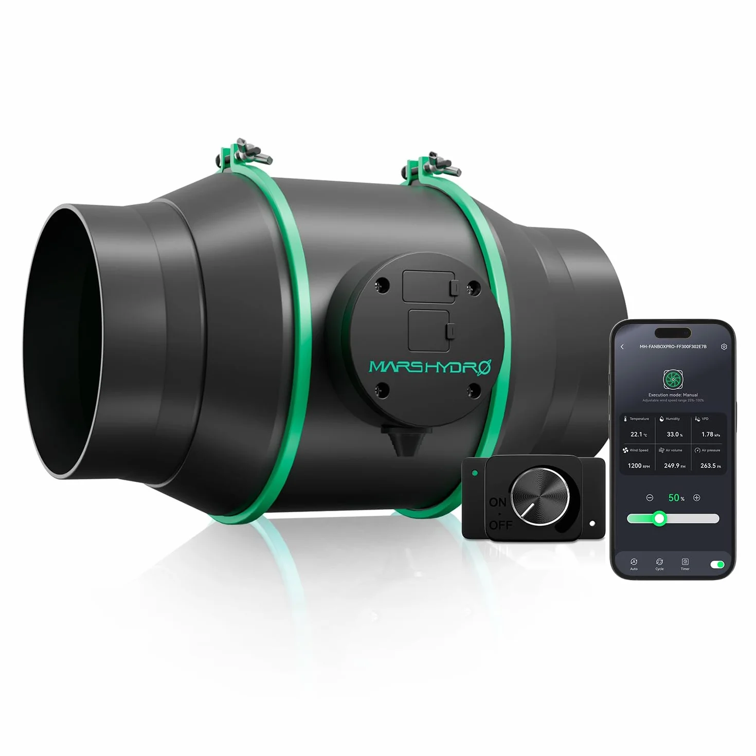 Mars Hydro iFresh - Ventilador de tubo (150 mm, 685 m³/h, motor EC silencioso, 62 W, enchufe europeo, para Growbox, tienda de cultivo e invernadero, hidroponía