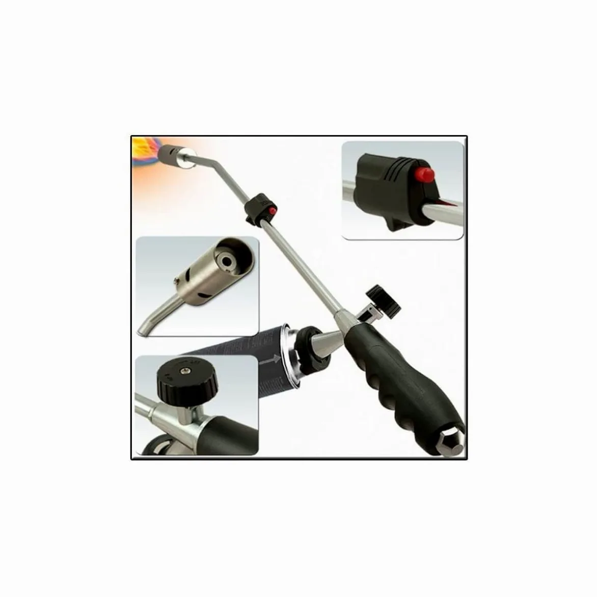 Alpentech KZ Garden – Herbicida térmico piezoeléctrico con antorcha de gas + 8 recargas herbicida térmica, quemador de césped, linterna de jardín
