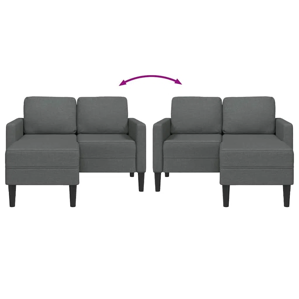 vidaXL Sofá de 2 plazas con Chaise Longue en Forma de L, Color Gris Oscuro, 125 cm, Tela,