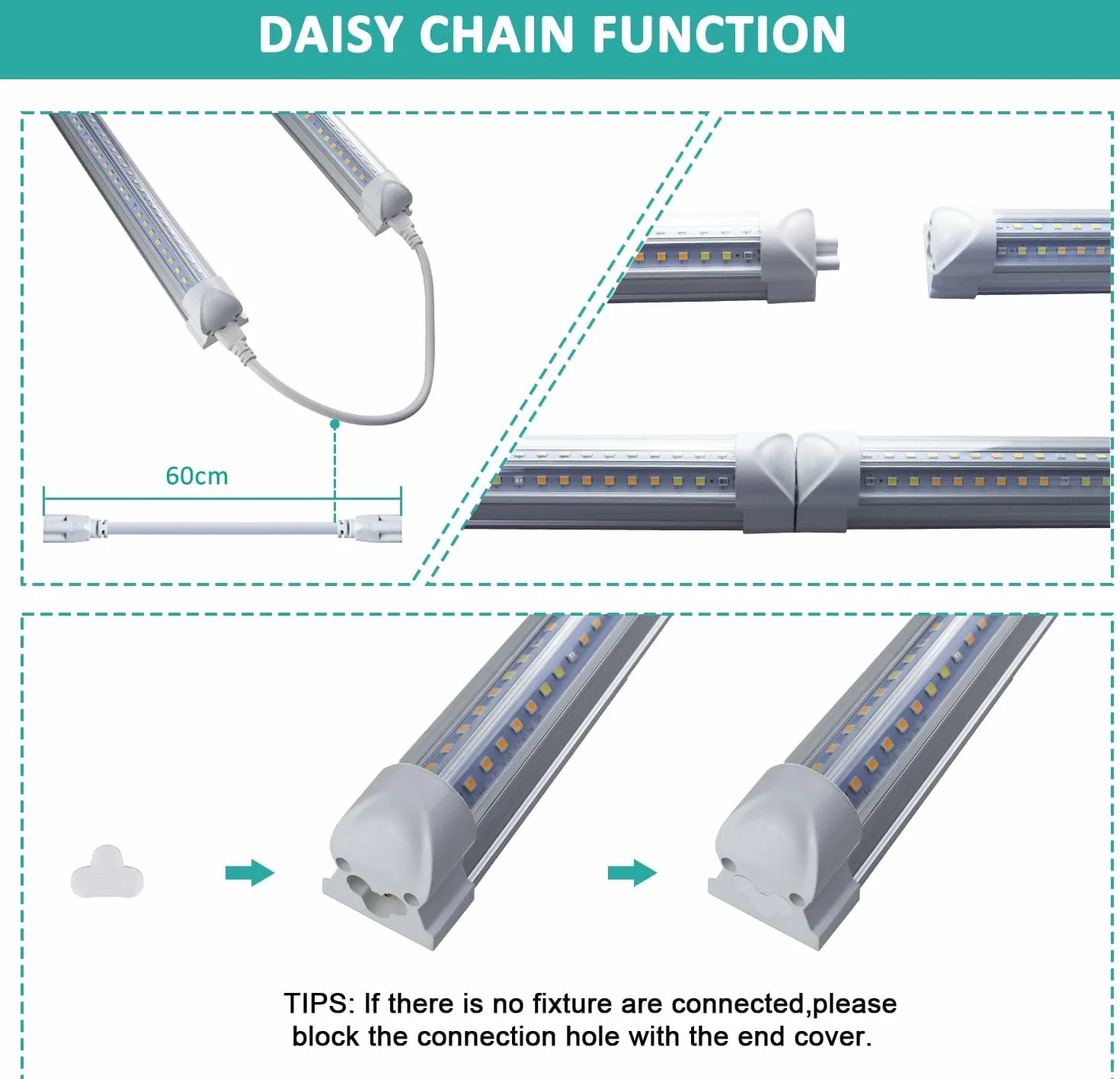 Niello 4 tiras de luces de cultivo, luz de planta de 60cm y 72W, lámpara de cultivo T8 para plantas de interior, luces de planta de luz solar de espectro completo con 3000 K 6500 K 660 nm