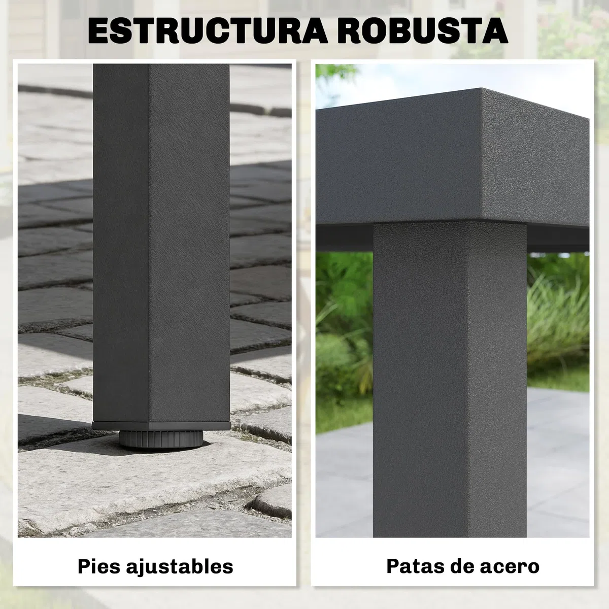Outsunny Mesa de Comedor de Jardín Rectangular, Mesa de Terraza Exterior 140x90x74 cm, con Estructura de Acero y Encimera Desmontable de WPC de Listones, Carga 50 kg, para Patio, Balcón, Gris