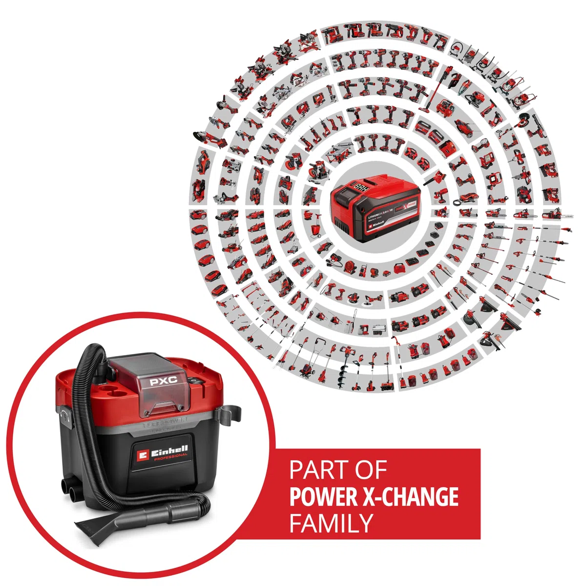 Einhell Professional Aspirador en seco y húmedo con batería TP-VC 18 Li BL L-Solo Power X-Change (18 V, brushless, Recipiente 10 l, 2 Niveles, Filtro Plisado, boquillas de aspiración, sin batería)