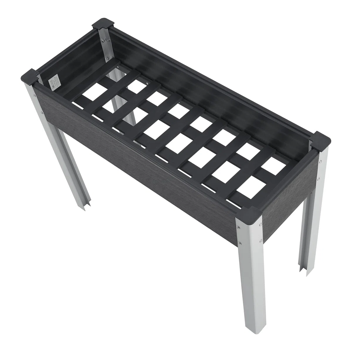 [en.casa] Huerto Urbano Beverwijk Mesa de Cultivo Rectangular Jardinera Soporte para Plantas Exterior Base de Rejilla Aluminio WPC 100 x 40 x 75 cm Gris Oscuro