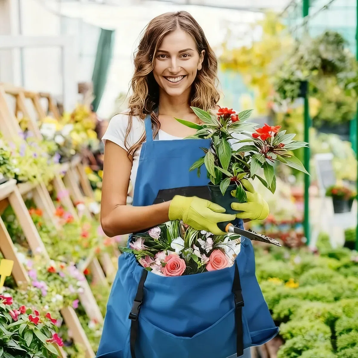 Bolsa De Recogida De Frutas Del Delantal, Azul Delantal De Jardinería, Bolsillo De Liberación Rápida Para Huerto y, Bolsa Para Recoger Frutas, Verduras, Bayas, Bolsa Para Recoger Jardín