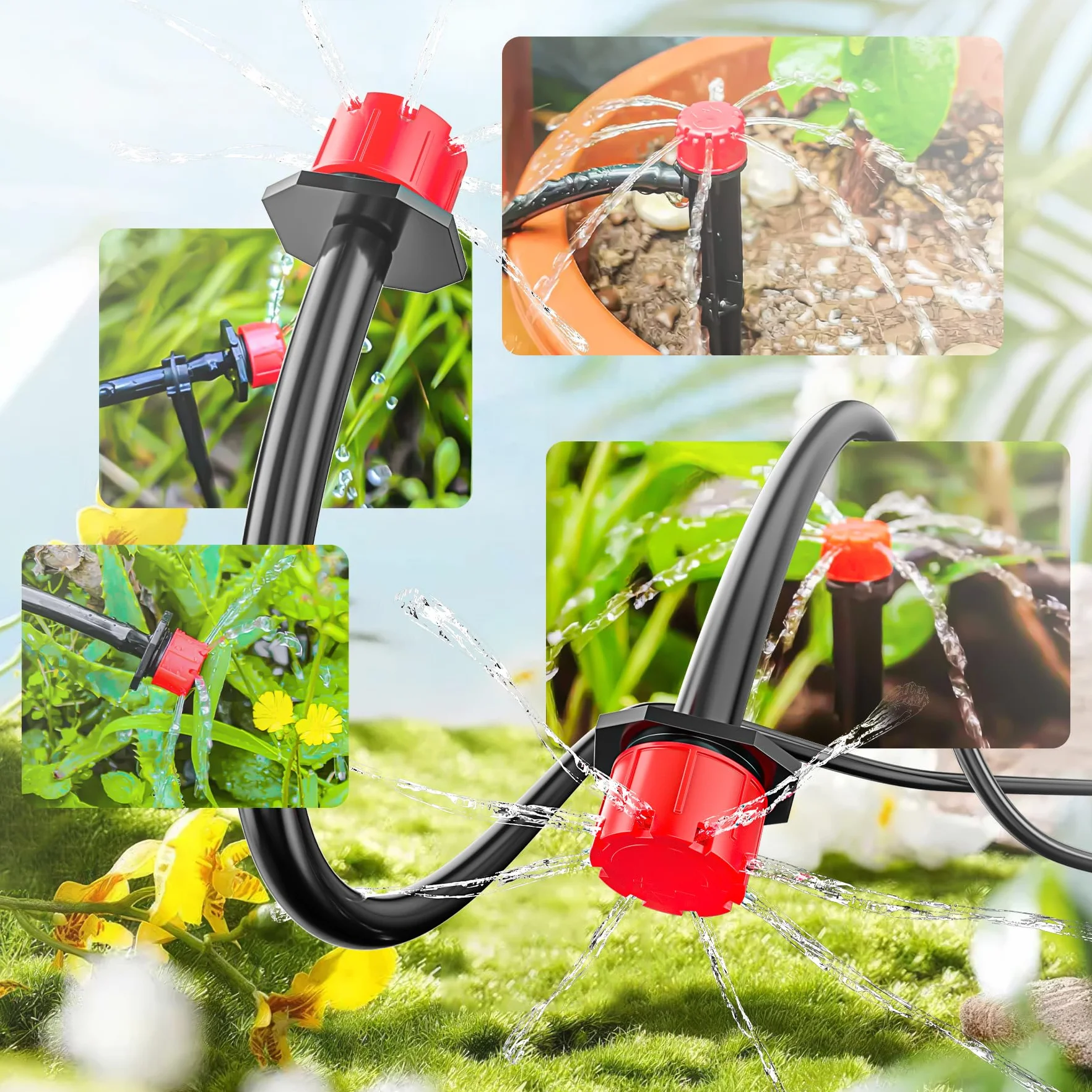 Forever Speed Sistema de Riego Jardín 315PCS Sistema de Riego por Goteo, 60M+15M Tubos de Riego, Sistema Riego por Goteo di Enfriamiento para Jardín, Invernadero, Césped