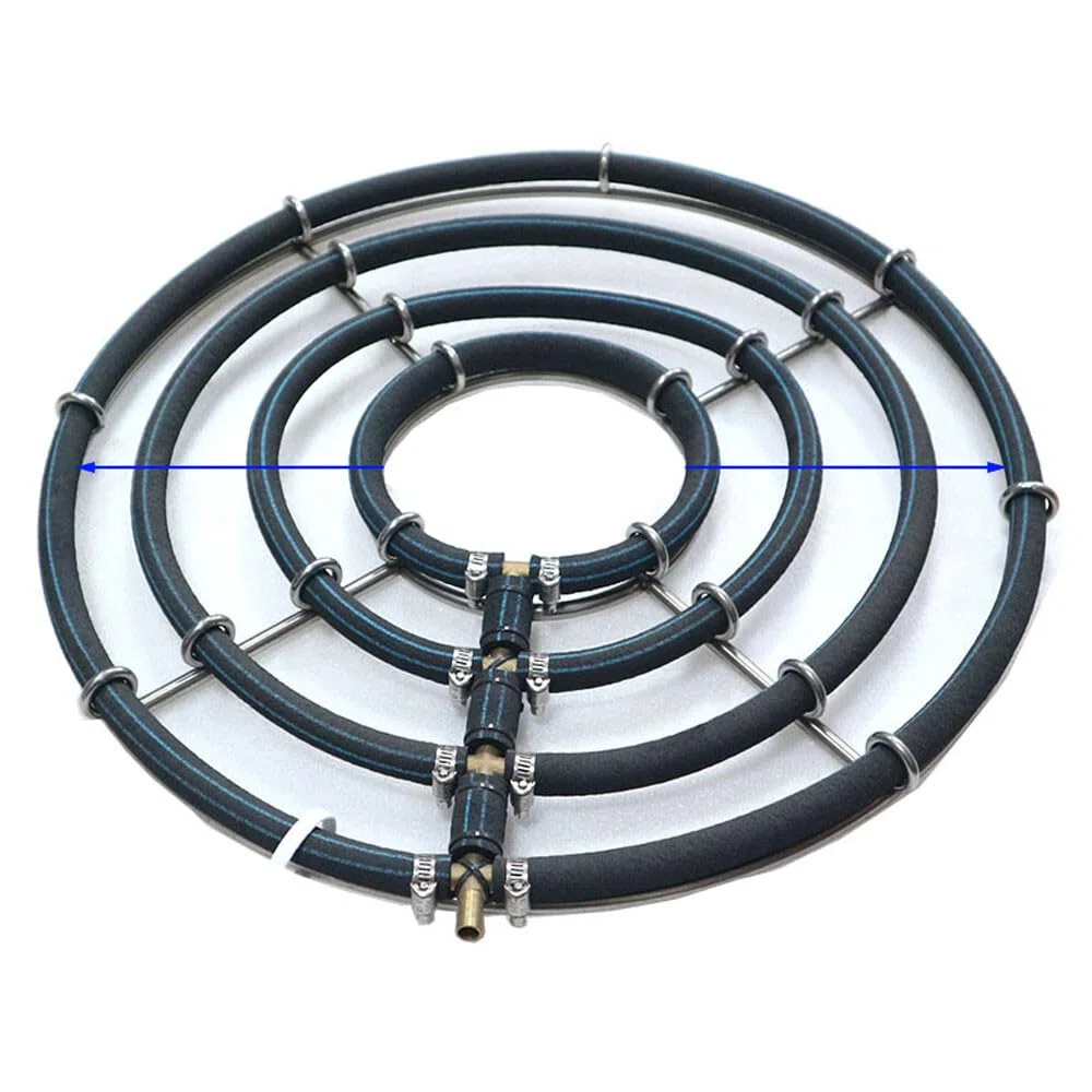 Difusor de aire para estanque, acero inoxidable, aireador hidropónico con peso KoiPond, triple anillo, mejora la salud de los peces y las plantas (4 bucles/Ø45 cm)