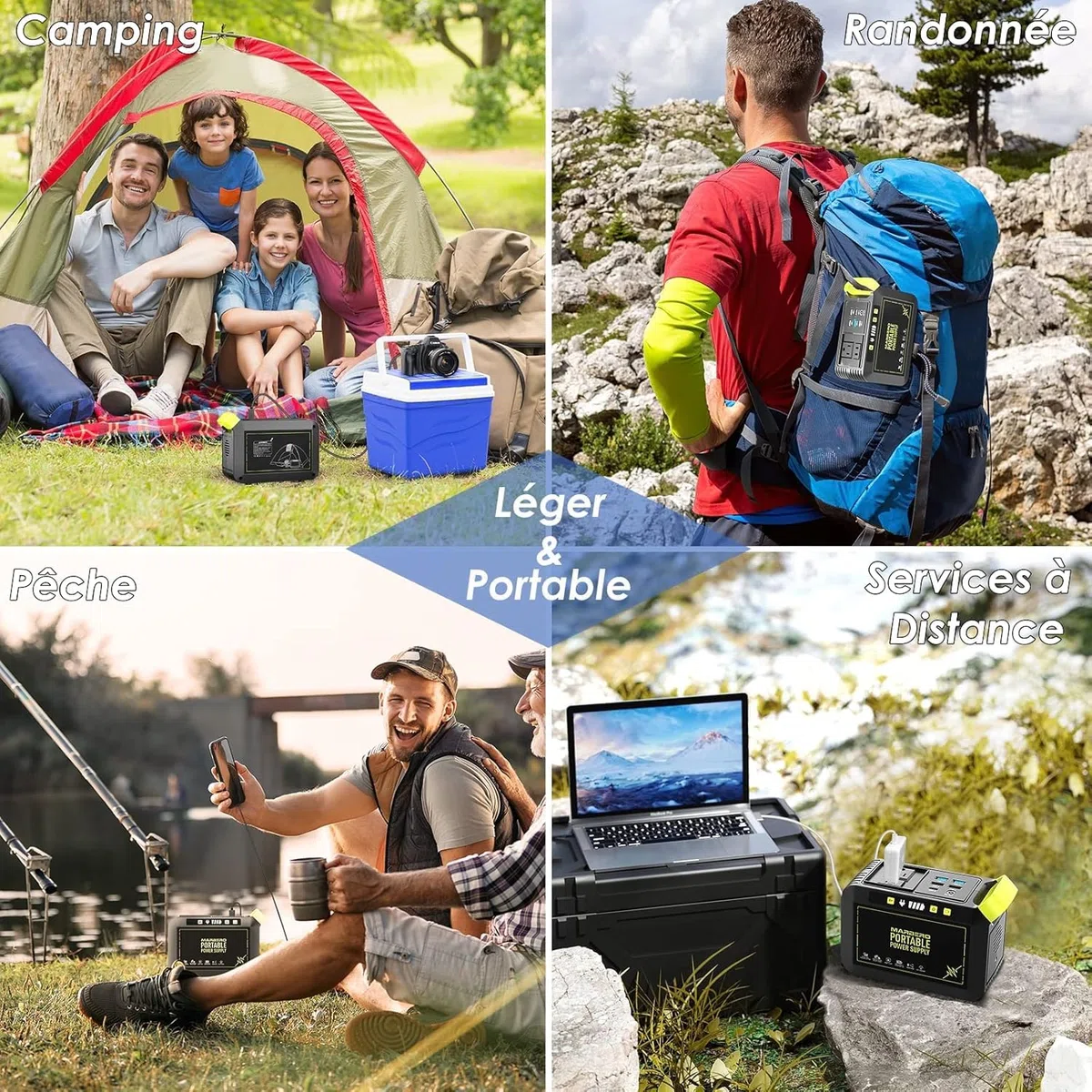 MARBERO Estación de energía portátil de 88 Wh, generador solar, batería con enchufe de 230 V CA, 120 W, almacenamiento de corriente móvil con linterna LED para camping, viajes, autocaravanas, hogar