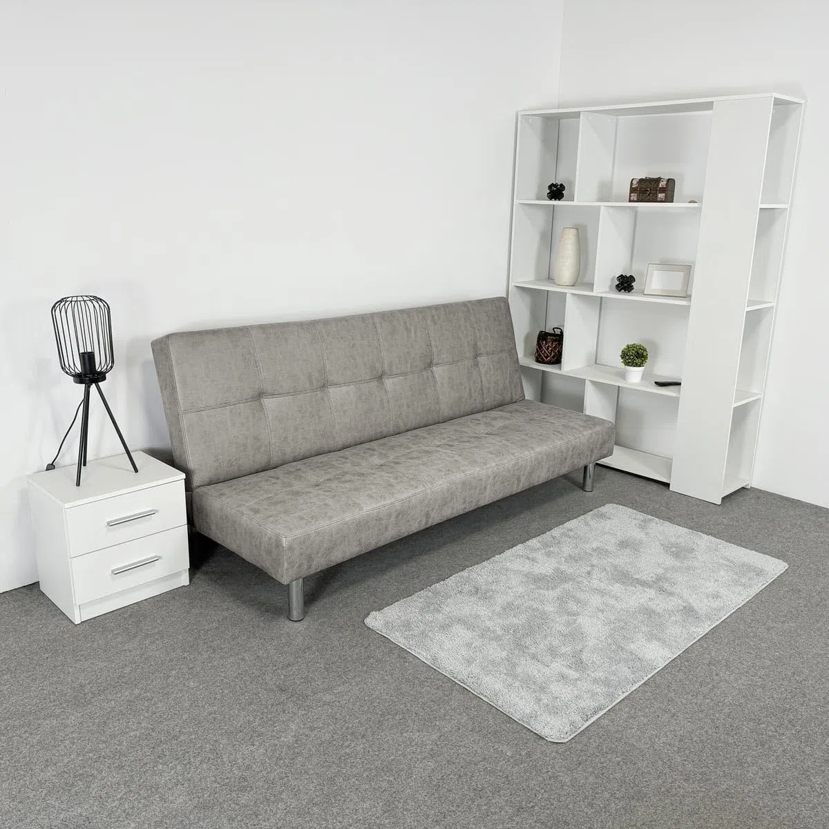 amuéblate Online - Sofá Cama Clic Clac Tipo Libro de 3 Plazas Modelo Voley, Diseño Moderno, Práctico y Funcional, Acabado en Gris