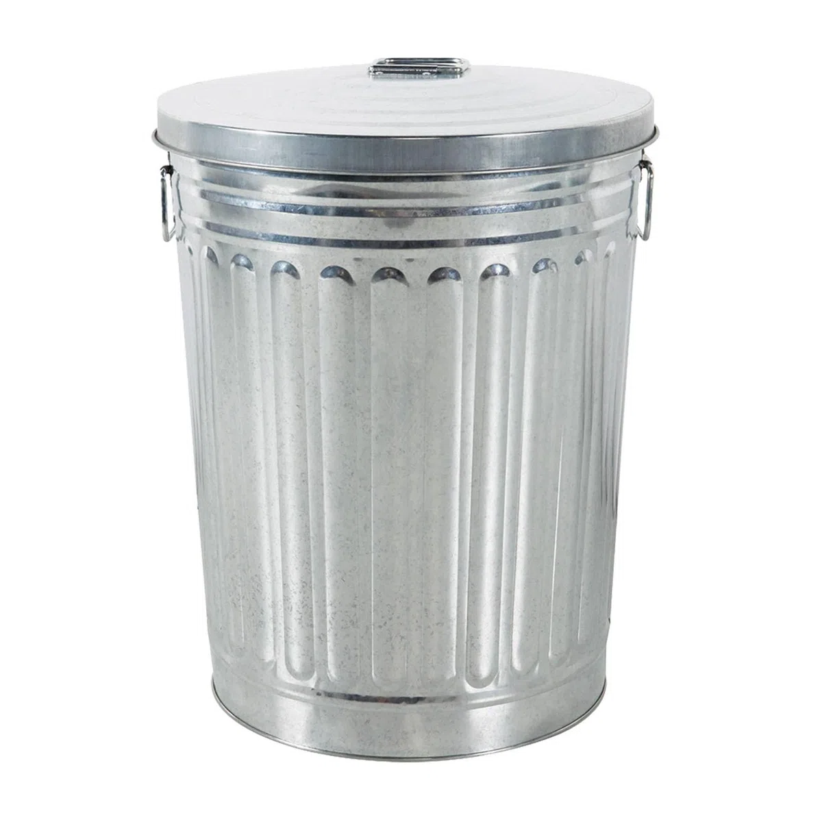 HAC24 Cubo de basura de zinc con tapa, 58 litros, color plateado, 181417249