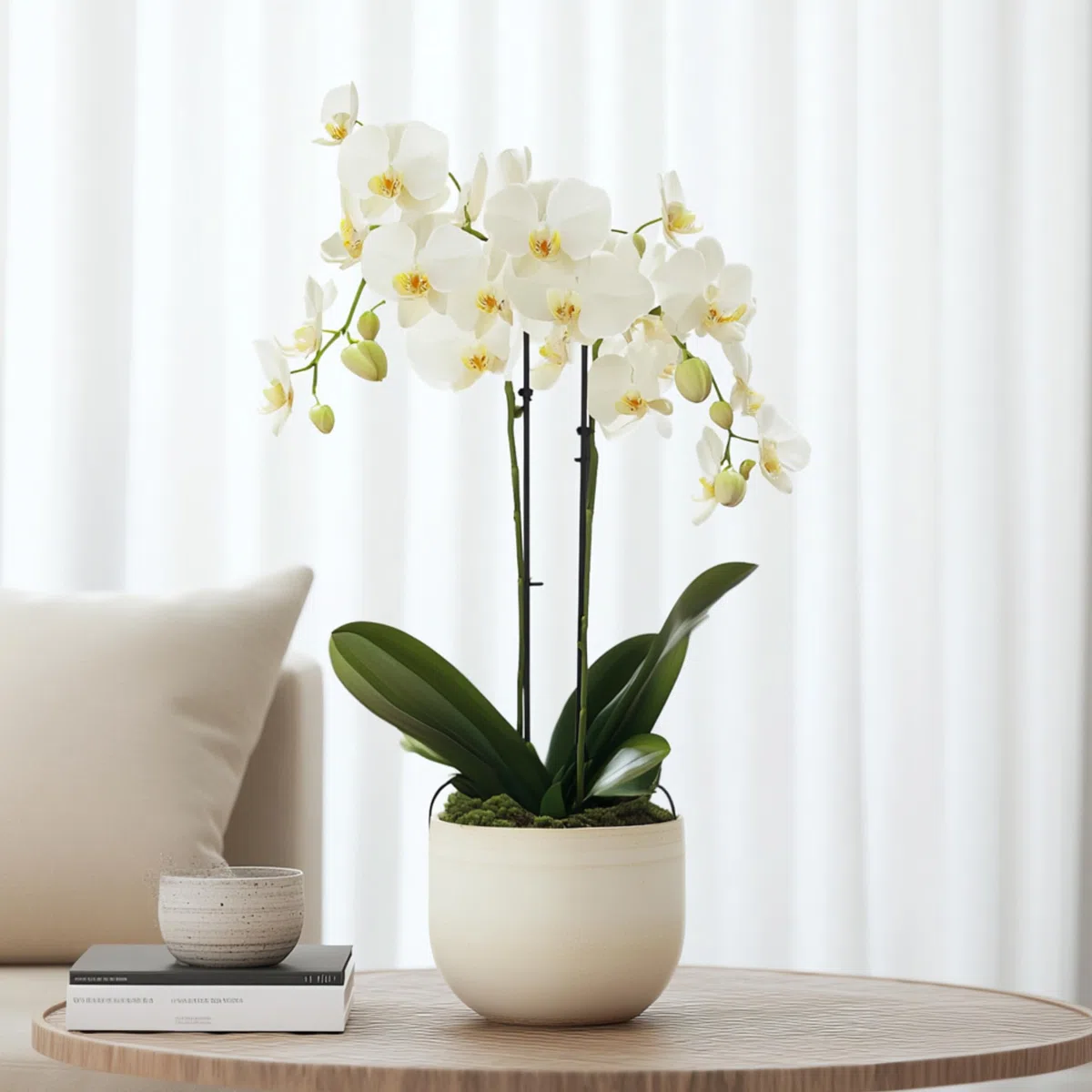 Plant in a Box - Phalaenopsis Multiflora - Orquídea Blanco - Planta de interior en flor - Apta para gatos - Maceta 12cm - Altura 35-45cm
