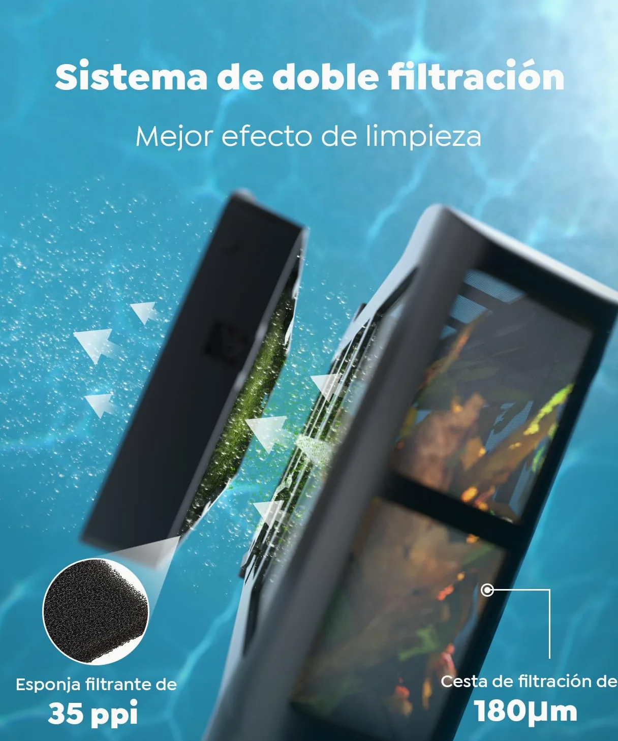 C1 Robot Piscina Limpiafondos y Paredes, Doble Filtro, Aspirador Piscina Bateria, 7 Modos de Limpieza, 180 min de Autonomía, Limpiador con App, Limpiafondos Piscina de hasta 150 m², Gris Mica