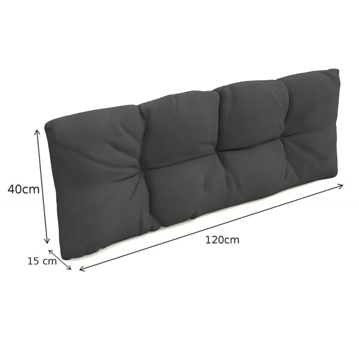 POKAR 2 Cojines para Europalés/Europalet Resistente al Agua: 1x Cojín-Asiento 120x80x12cm +1x Cojín-Respaldo 120x40x12cm, Espuma Fría, para Sofá de Paletas, sin Palés, Antracita