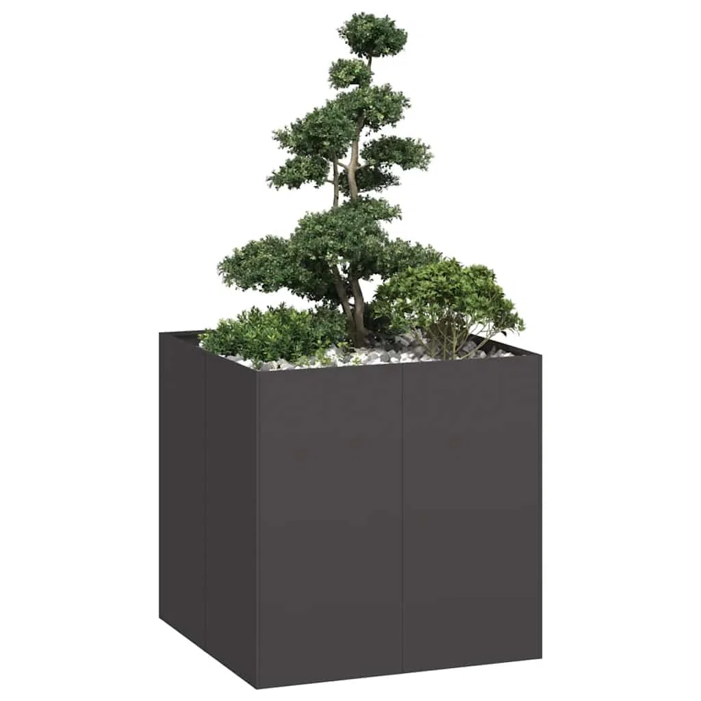 vidaXL Jardinera Acero Negro 80x80x80 cm, macetero, Soporte para Plantas, lecho Elevado, Soporte para jardineras, Bandeja para Plantas