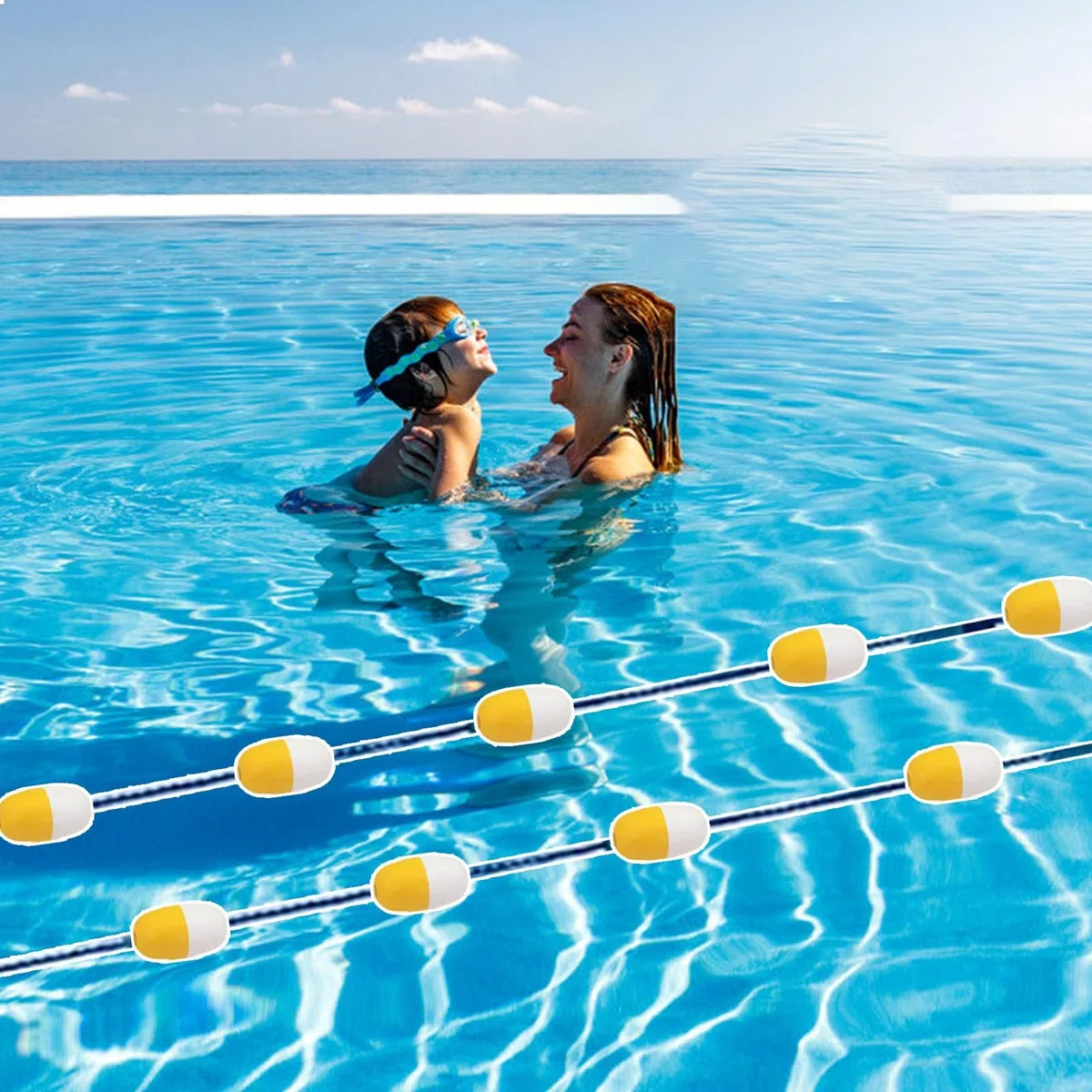 Boya divisoria, divisor de piscina, líneas de carril de piscina de patio de 23 m, 25 m y 50 m, flotador de cuerda divisoria de piscina, cuerda flotante for piscina, pelota de boya de carreras de pisci