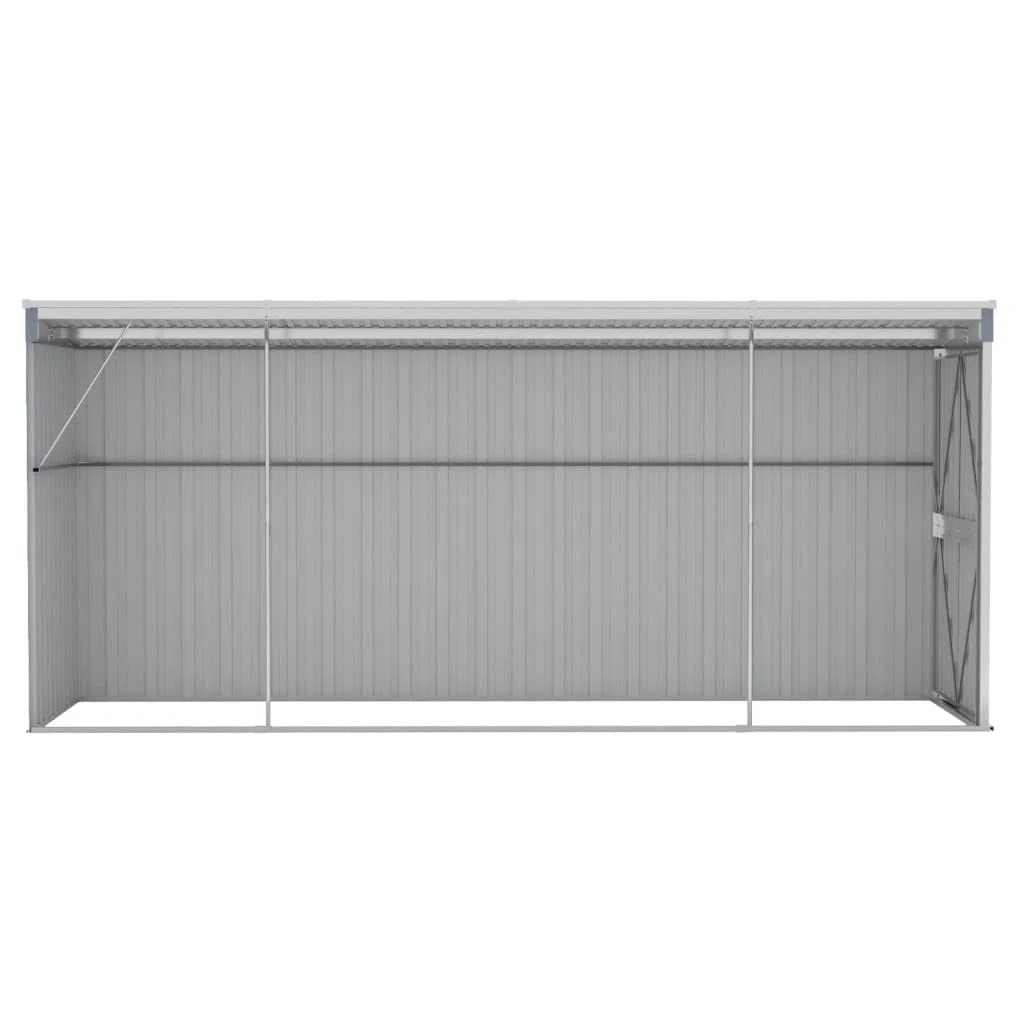 vidaXL Cobertizo de Jardín Mural Gris 118x382x178 cm Acero galvanizado