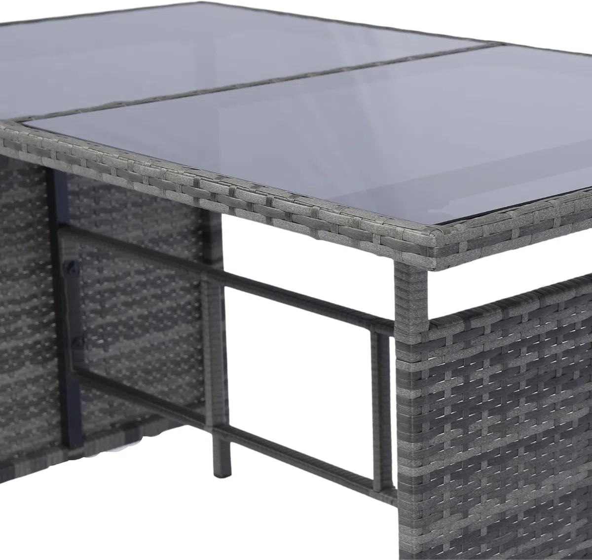 S & S Saldos y Stocks Sofa + Mesa + 2 Sillones + 2 pufs Ratan PE. Muebles de Jardin y Terraza Andy, Ratan Gris