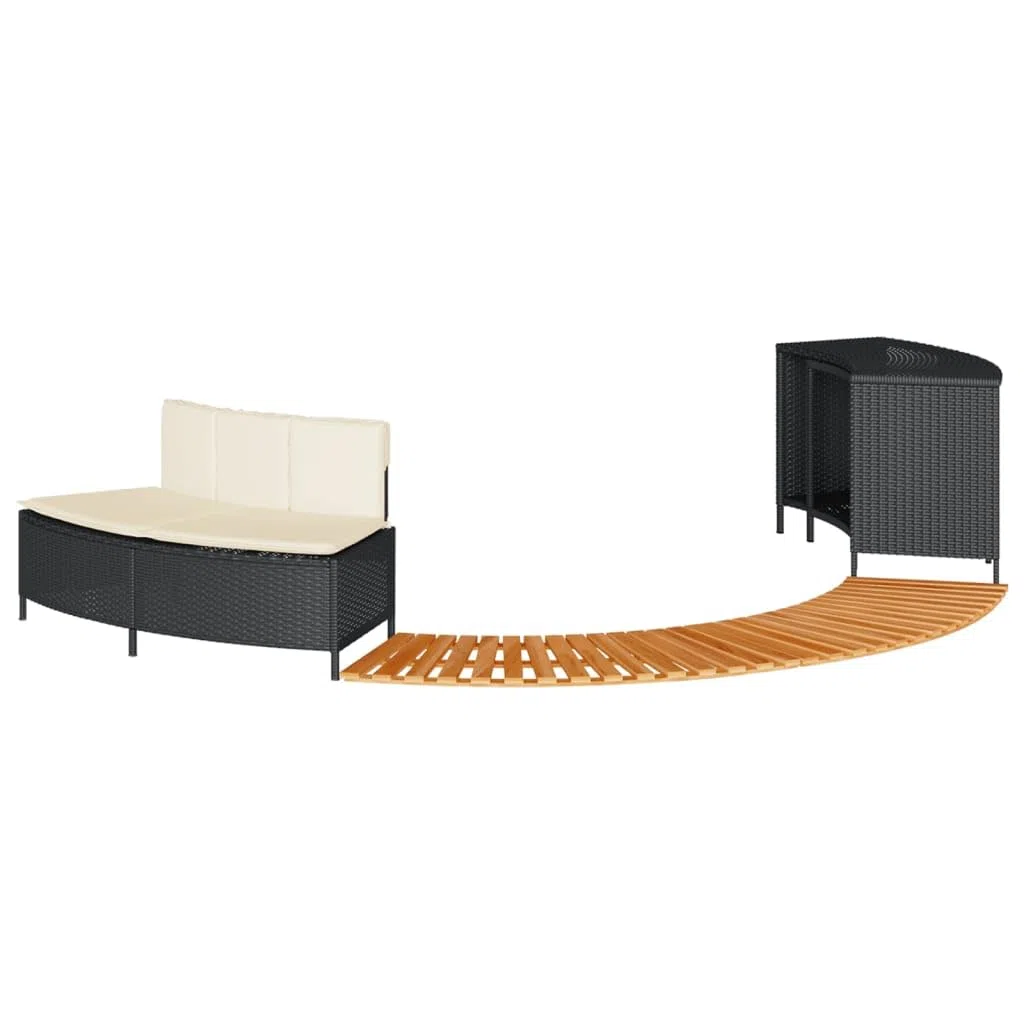 LAPOOH Borde bañera hidromasaje Madera Acacia y ratán sintético Negro, Yacuzzi Exterior Hinchable Piezas De Recambi, Borde para bañera De Hidromasaje SPA - 365614