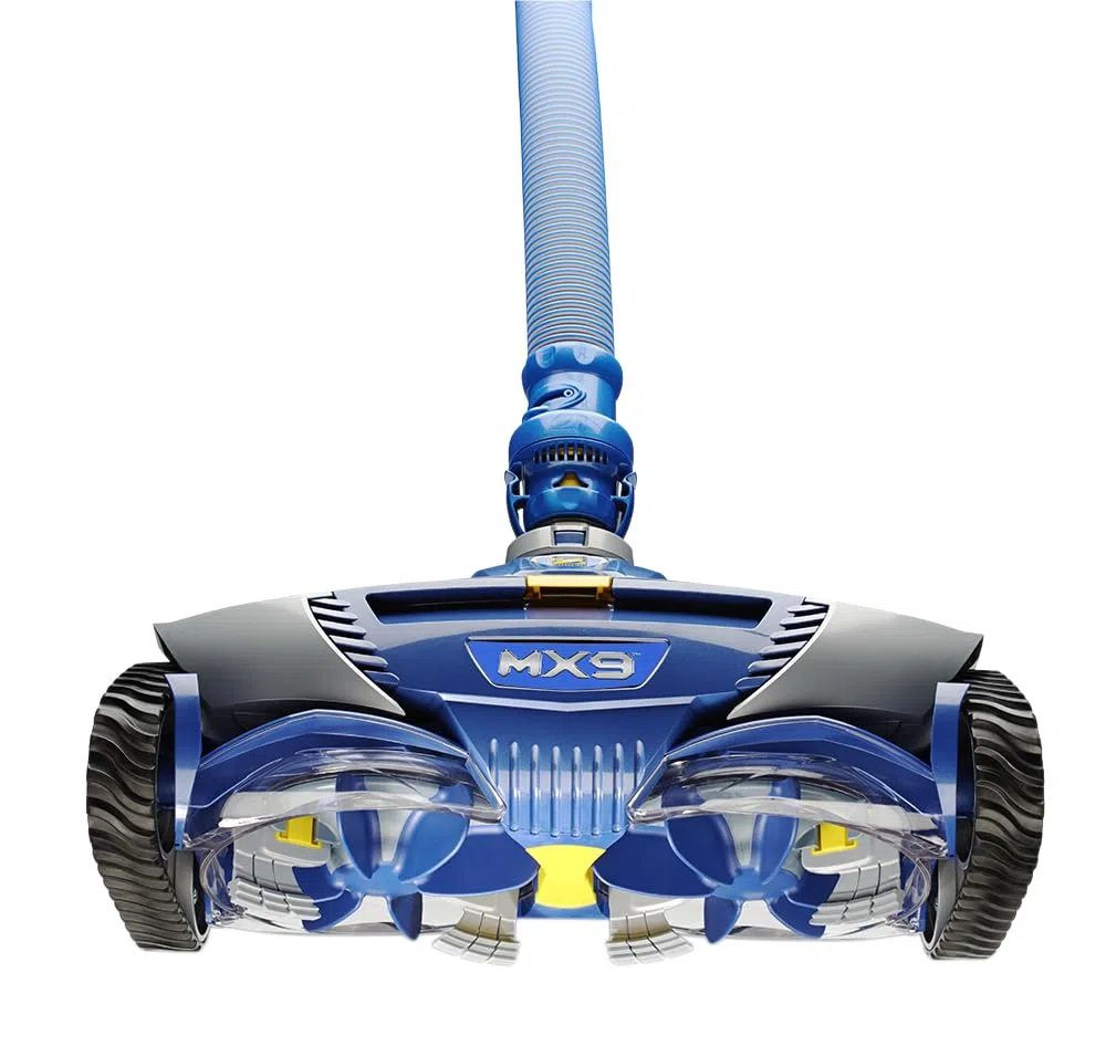 Zodiac MX9 - Limpiafondos Automático Hidráulico para Piscinas hasta 12x6m, Enterradas o Elevadas de Paredes Rígidas, Cepillado Ciclónico, Sistema de Tracción por Correas, Limpia Fondo y Paredes