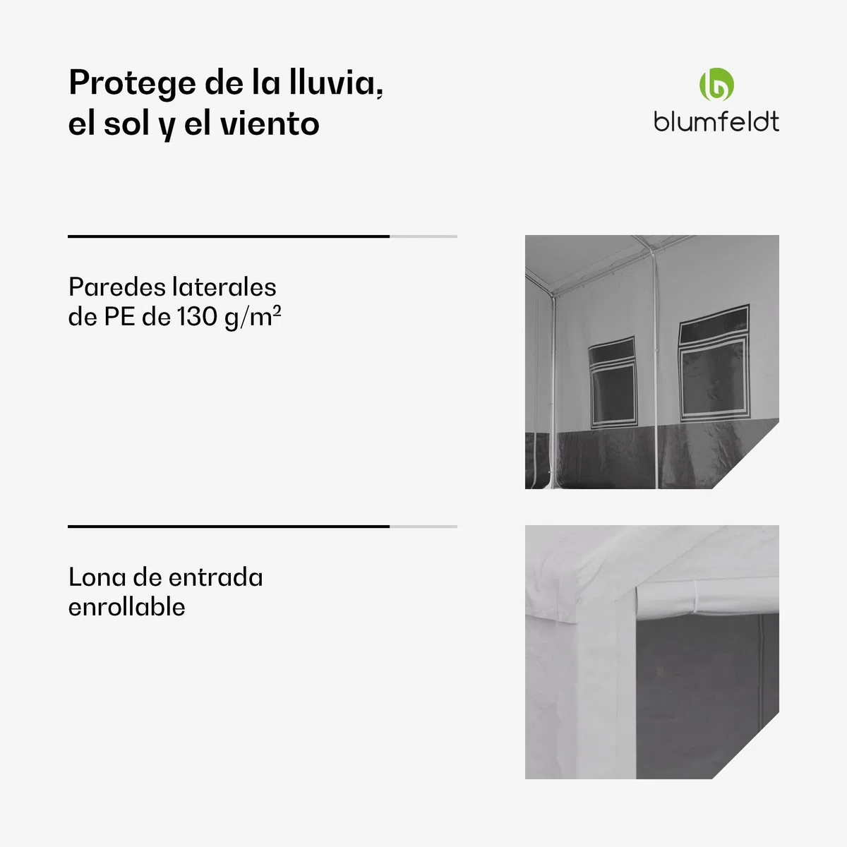 Blumfeldt Carpa - 4x3m, Carpas para Exteriores, Techo y Paredes de PE, Estructura de Acero, Fácil Montaje, Resistente al Viento y a la Intemperie, Ideal para Fiestas y Jardín