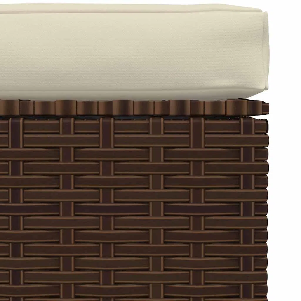 Genérico Reposapiés de jardín y cojín ratán sintético marrón 70x70x30cm,Mobiliario,Muebles de jardín,Asientos de Exterior,Sofás modulares de Exterior,317503