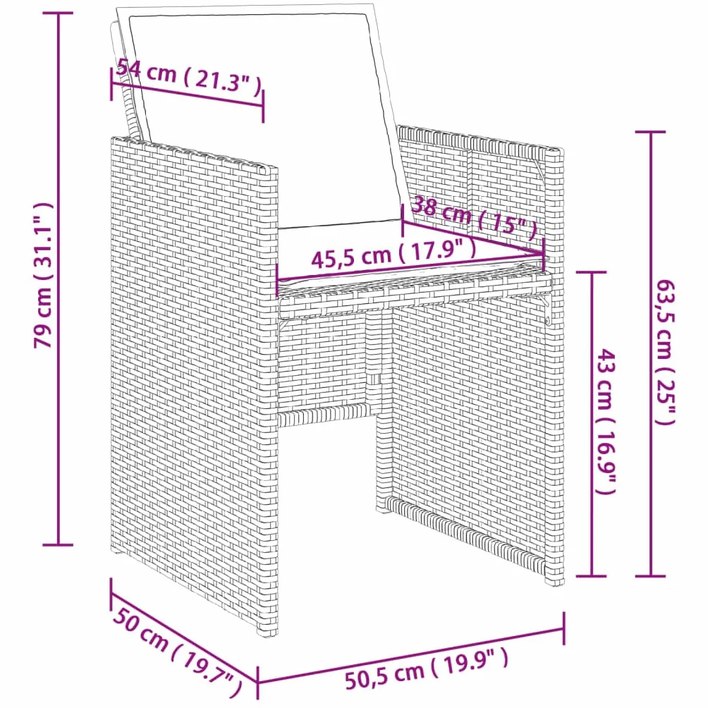 vidaXL Sillones de jardín con Cojines 4 uds ratán sintético Gris