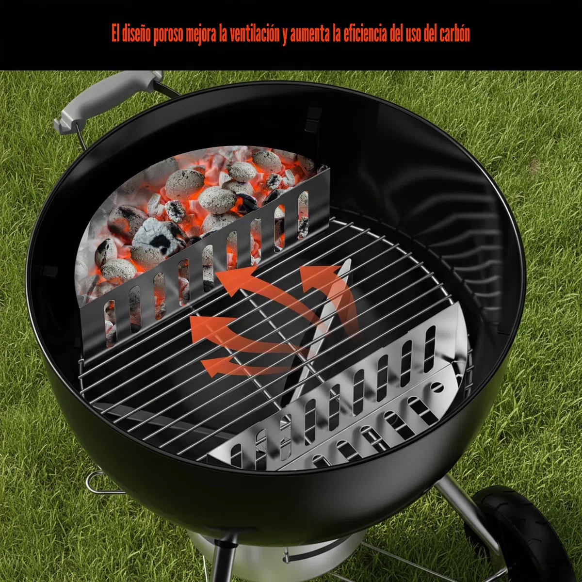 onlyfire Cestas para Carbón|Acero Inoxidable|Portacarbón Apto para Kettle Grill|Accesorios Barbacoa|Gran Capacidad