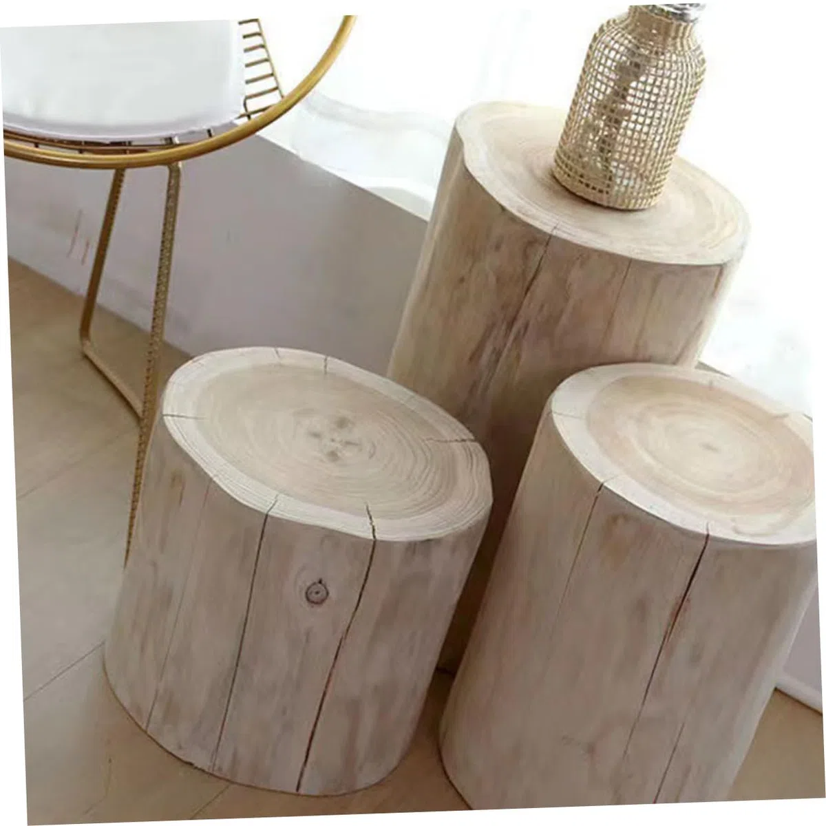 BESPORTBLE Taburete De Madera Maciza Asiento Multifuncional para Interior Decoración Rústica De Árbol Estable y Resistente