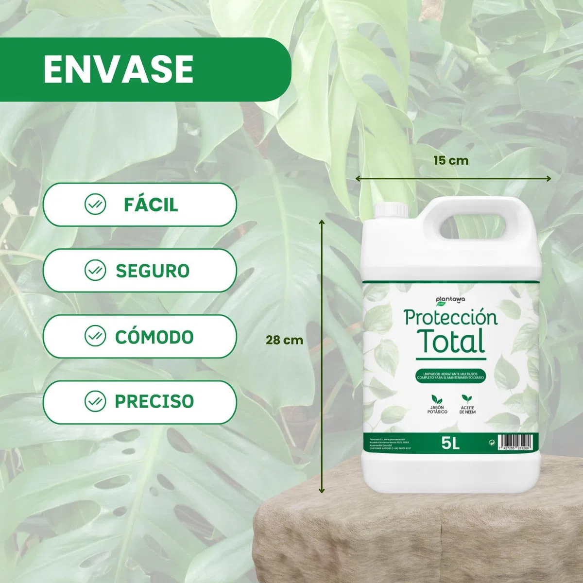 PLANTAWA Protección Total 5L | jabon potasico con aceite de neem | Solución Integral | Aplicación Sencilla y Versátil | Máxima Eficacia | Uso en Interiores y Exteriores