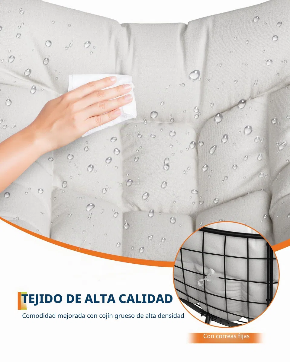 GarveeHome Mecedora de Gran tamaño, con cojín Grueso y Marco de Metal, sillón Relax para Piscina, jardín y Patio Trasero, Capacidad de Carga