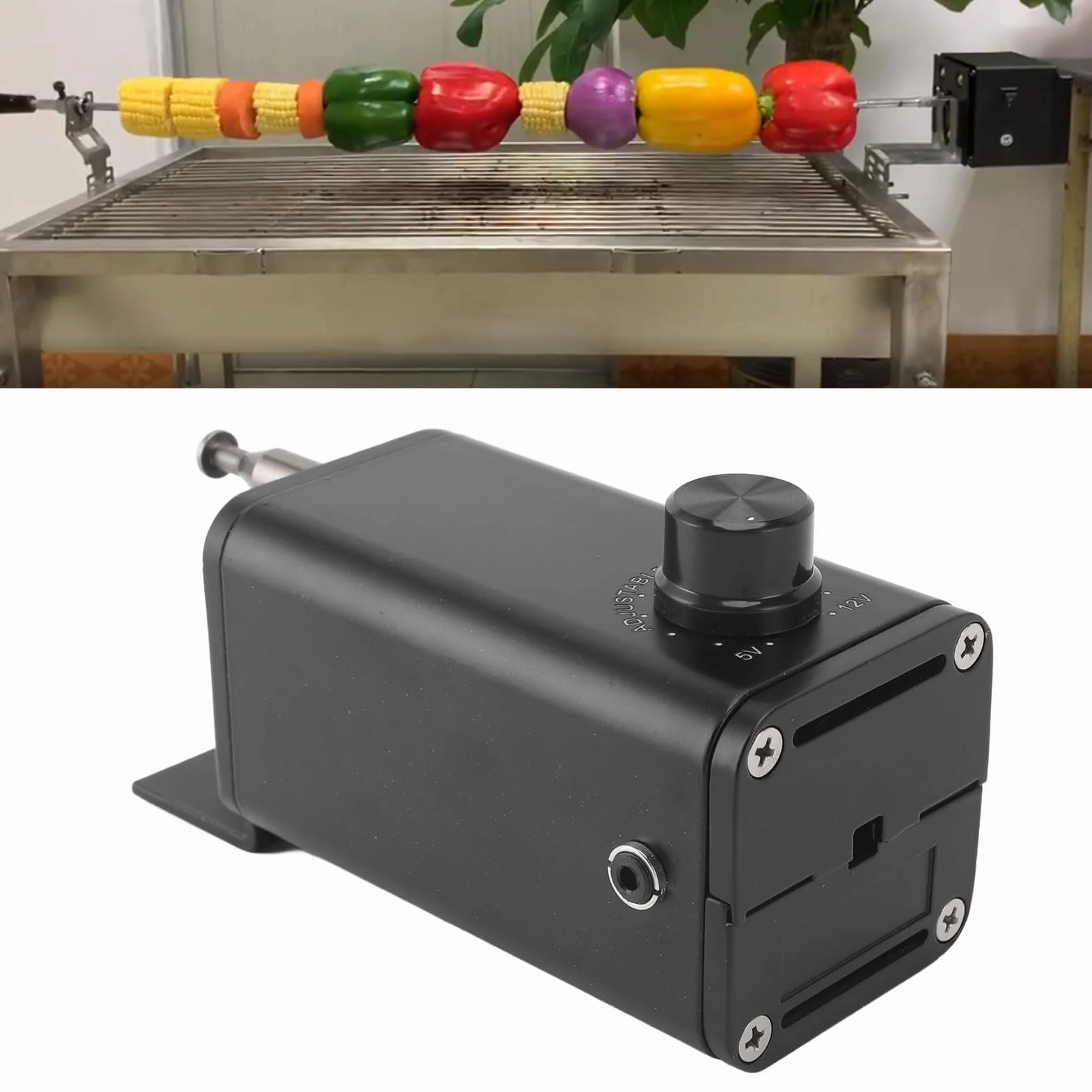 Motor de Asador de Parrilla, Motor de Asador de Barbacoa Eléctrico USB Portátil con Velocidad Ajustable, Potente Motor de Parrilla de Repuesto, para Camping, Cocina, Barbacoa