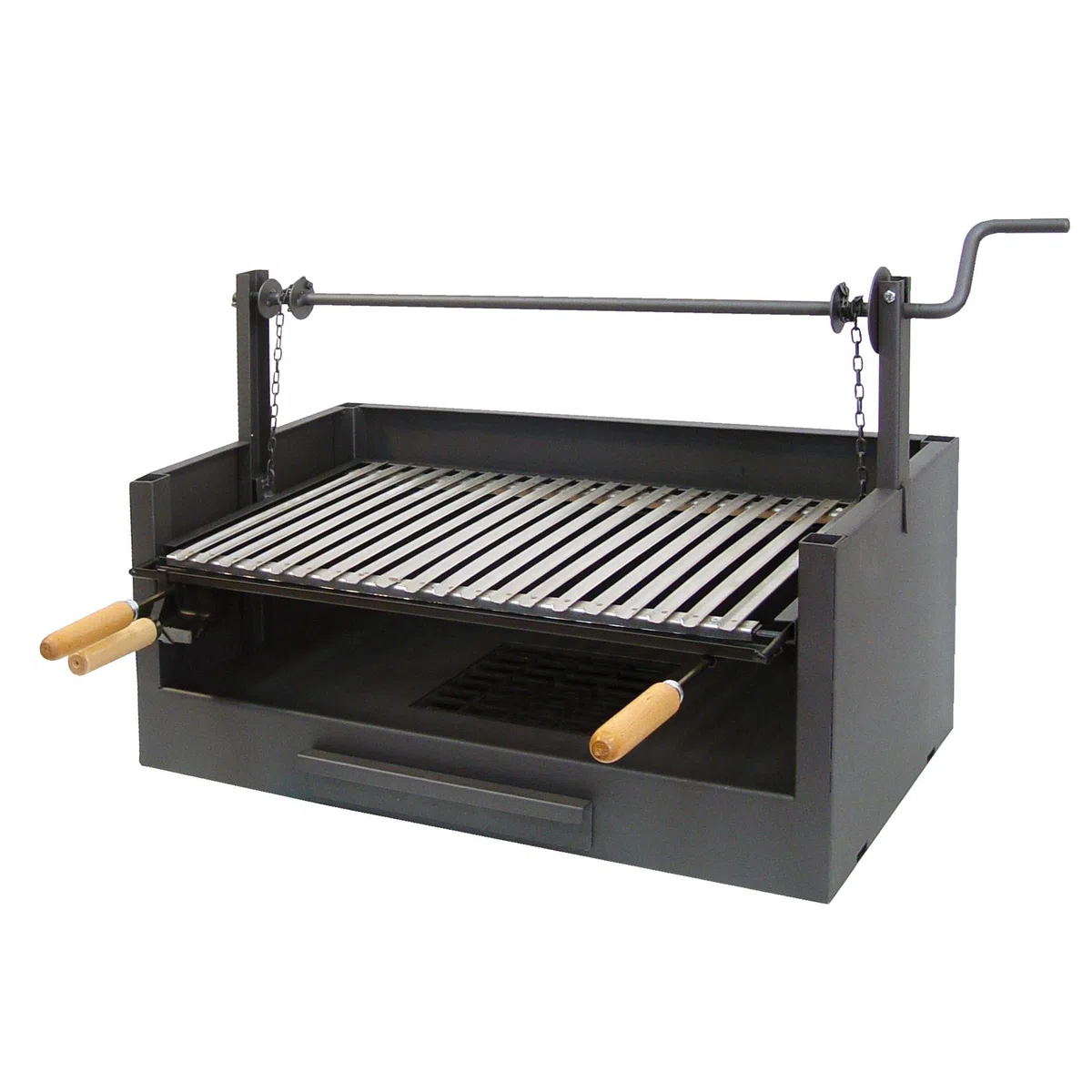 Imex El Zorro 71509 - Cajón barbacoa elevador, parrilla inox, 73 x 40 x 50 cm, color negro