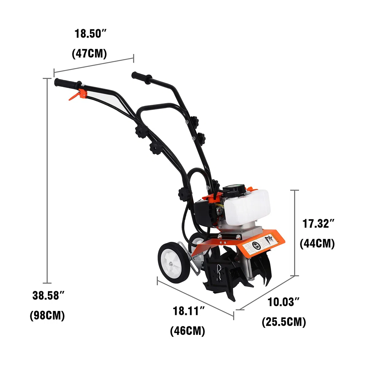 52CC Motoazada Pequeña Gasolina, Mini Cultivador Gasolina 2 Tiempos Ligero, Motocultor Pequeño Gasolina con Motor Potente, Rotovator Motoazada para Jardín, Cuchillas Escarificadoras Robustas
