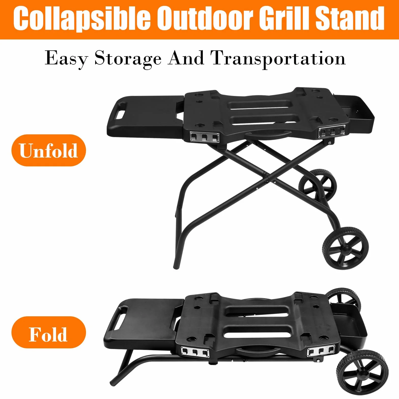 GFTIME Soporte de parrilla para Ninja Woodfire, carrito plegable para Ninja OG701, Traeger Ranger, para Pit Boss, Blackstone Griddle