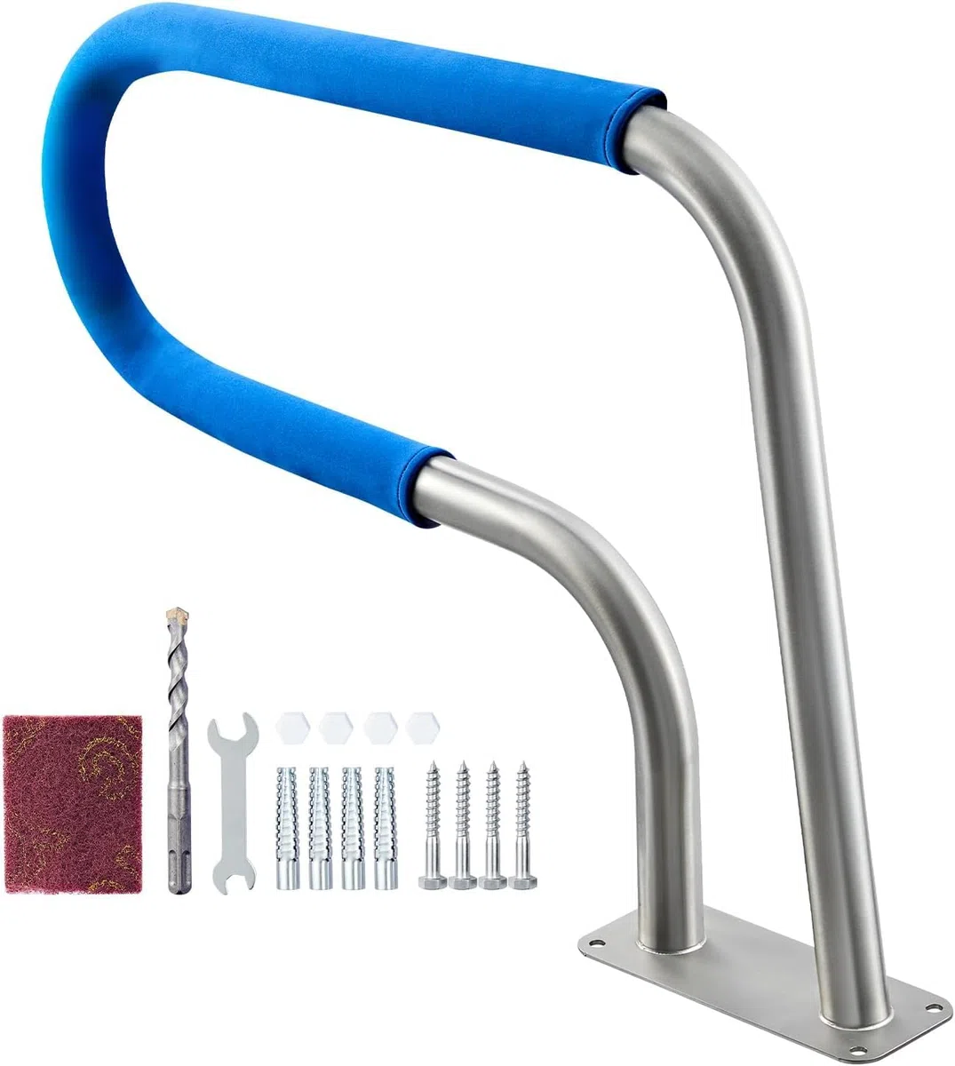 VEVOR Barandilla para Piscina 76,2 x 55,8 cm Pasamanos de Piscina Acero Inoxidable Agarradera Exterior Piscina Carga 113 kg Barandilla de Seguridad de Piscina con Cubierta de Nailon Tornillos Broca M8