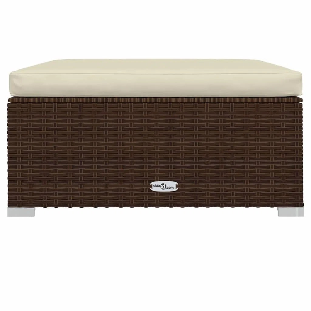 Genérico Reposapiés de jardín y cojín ratán sintético marrón 70x70x30cm,Mobiliario,Muebles de jardín,Asientos de Exterior,Sofás modulares de Exterior,317503