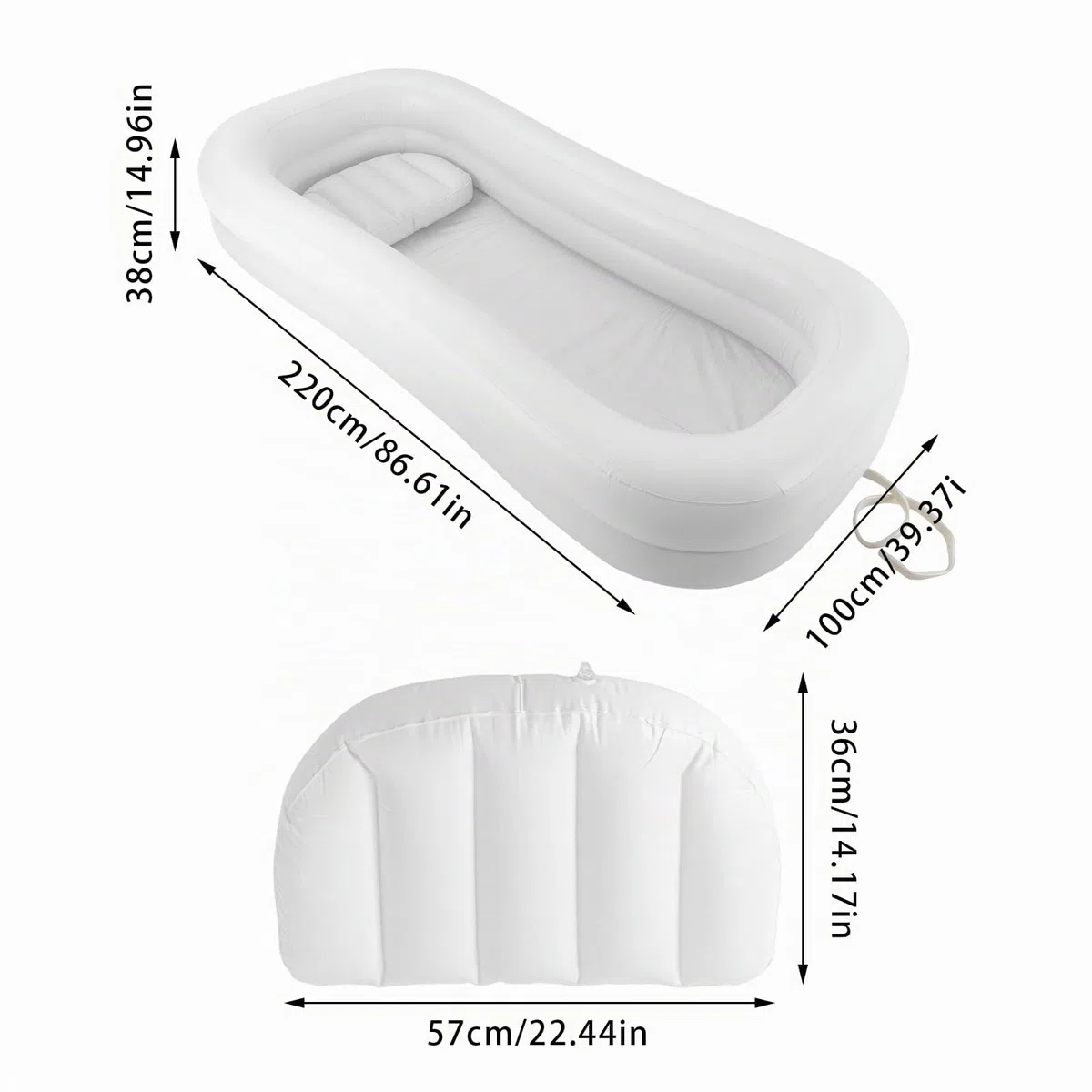 Bañera Inflable Portátil para Adultos - PVC Ducha 130W Blanco - Aire Piscina Hogar Spa