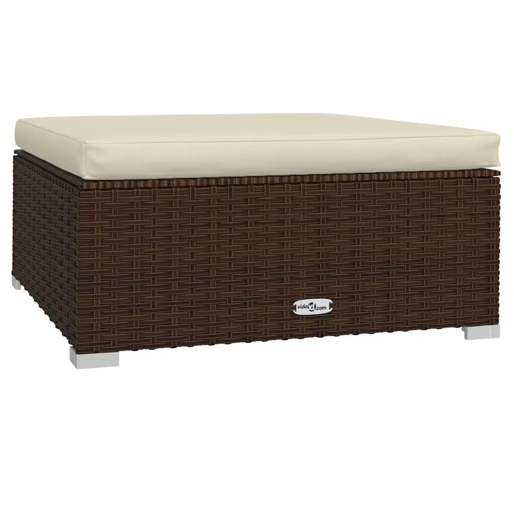 Genérico Reposapiés de jardín y cojín ratán sintético marrón 70x70x30cm,Mobiliario,Muebles de jardín,Asientos de Exterior,Sofás modulares de Exterior,317503