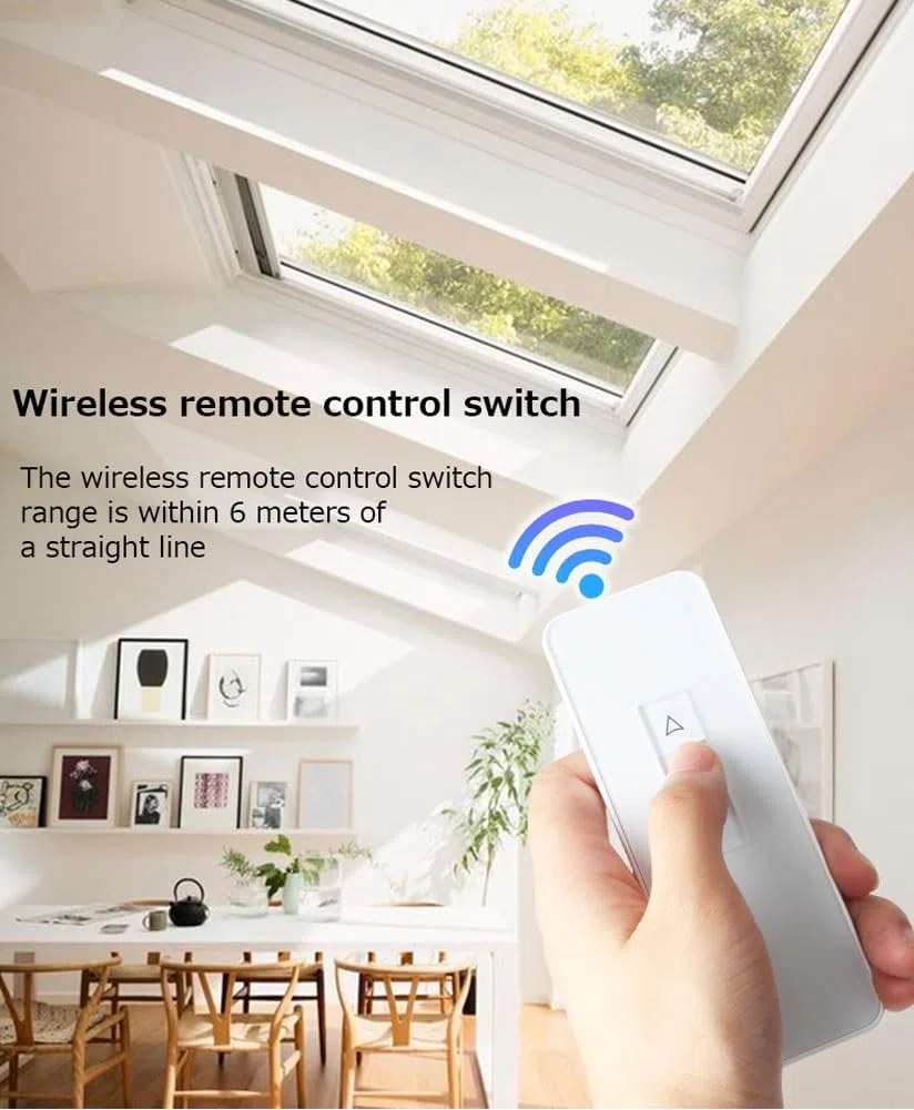 Abridor de Ventana con Cadena Eléctrico, 24V Abridor Automático de Ventanas con Interruptor y Control Remoto para Ventana abatible, Quemacocos, Ventilación de Techo, Carga máxima 400N ( Color : 24V Mo
