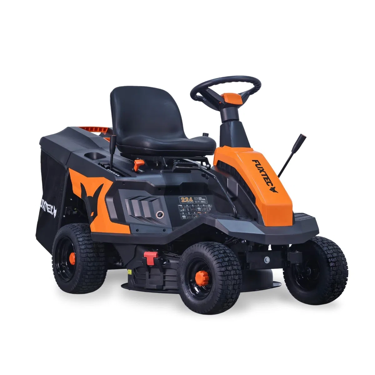 Tractor Cortacésped a Gasolina FUXTEC FX-RMR66 – Motor OHV 4 Tiempos, 65 cm de Corte, Bolsa de 150L, Arranque Eléctrico eStart