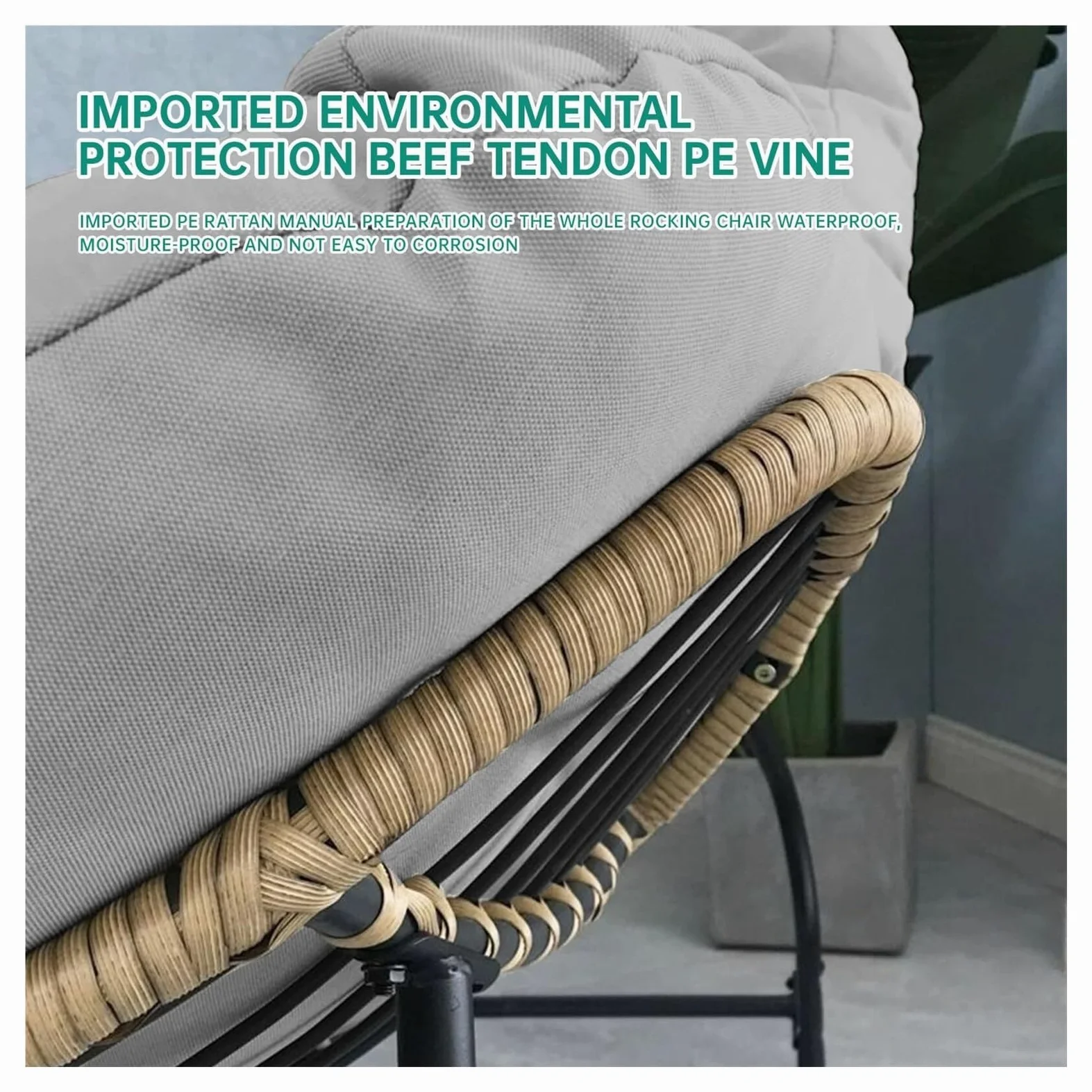 Mecedora al aire libre, mecedora de huevo de patio, silla Papasan de interior, tumbona de ratán y mimbre, silla real moderna para dormitorio, salón, porche, jardín, césped