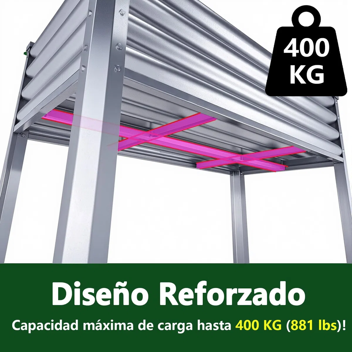 Cama elevada de jardín con patas galvanizadas, cajas elevadas para exteriores, para verduras, flores, hierbas, balcón, patio trasero (120 x 60 x 80 cm, metal)