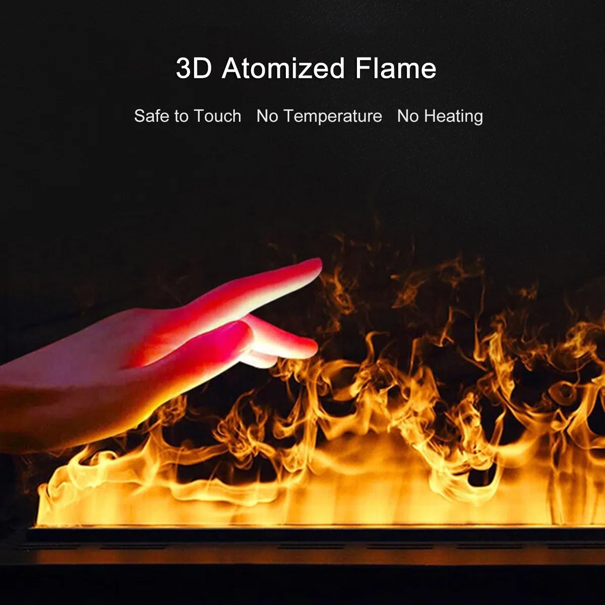 Jcgly Chimenea de Vapor de Agua, Inserto Decorativo con Llama Atomizadora 3D, Control Táctil/Remoto, Panel Superior Ultrafino de 3mm(90cm)