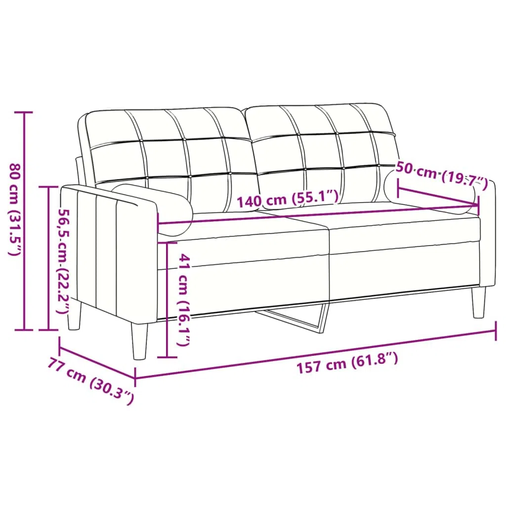 vidaXL Sofá de 2 plazas con Cojines Terciopelo Gris Oscuro 140 cm, sofá, sofá de salón, sofá de Tela, sofá tapizado, sofá de Tres plazas