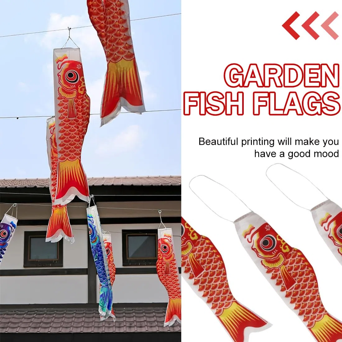 1 paquete de 70 cm de manga de viento de carpa colorida para jardín, serpentina de carpa de molino de viento, decoración colgante de paraguas, serpentina de carpa, bandera de jardín japonesa (rojo)